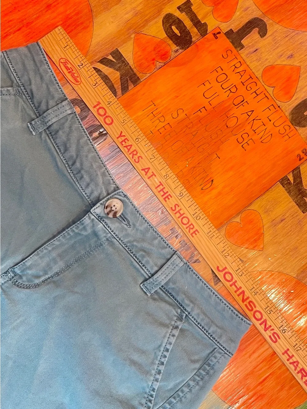 So Good For Life Size 7 Women Green Blue Chino Shorts Cotton Lyocell Spandex - Picture 4 of 6